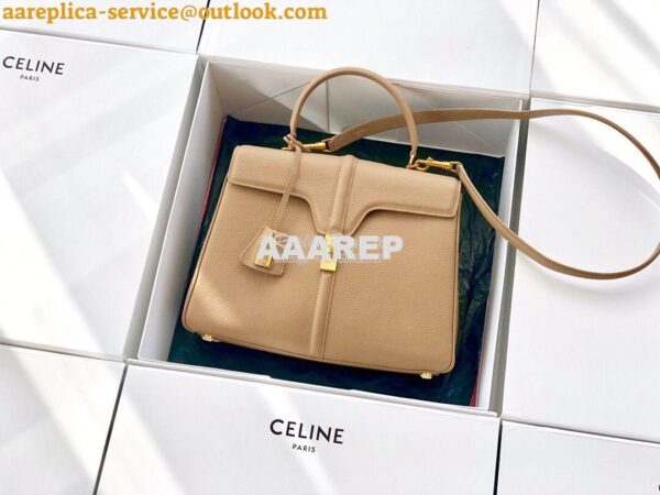 Replica Celine 16 Bag In Grained Calfskin 187373 2 Sizes Beige 6