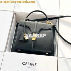 Replica Celine 16 Bag In Grained Calfskin 187373 2 Sizes Black