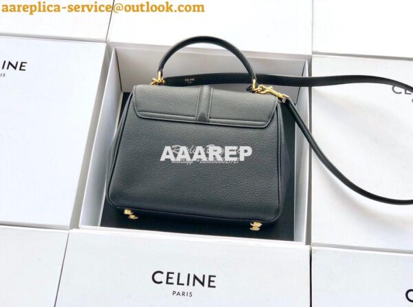 Replica Celine 16 Bag In Grained Calfskin 187373 2 Sizes Black 10