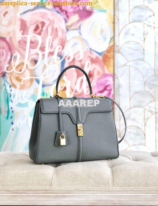 Replica Celine 16 Bag In Grained Calfskin 187373 2 Sizes Grey 3