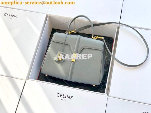 Replica Celine 16 Bag In Grained Calfskin 187373 2 Sizes Grey 6