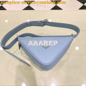 Replica Prada Triangle Saffiano Leather Belt Bag 2VL039 Light Blue 2