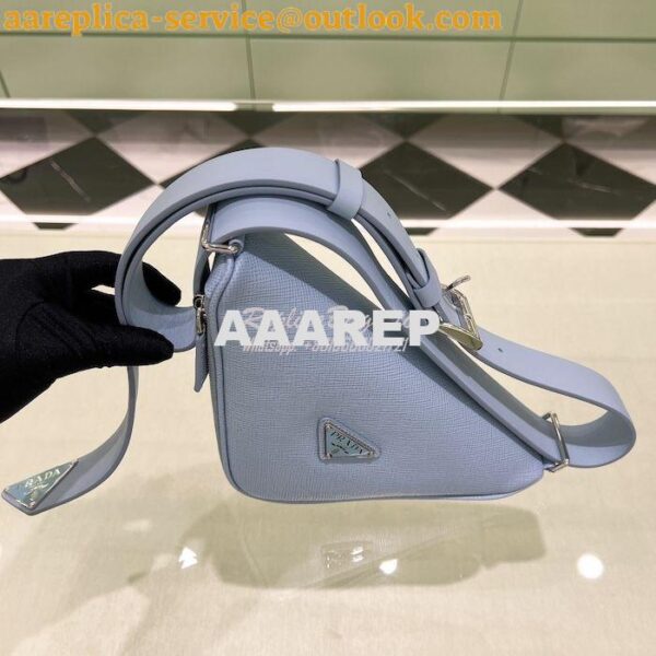 Replica Prada Triangle Saffiano Leather Belt Bag 2VL039 Light Blue 8