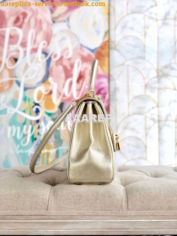 Replica Celine 16 Bag In Grained Calfskin 187373 2 Sizes Metallic Gold 4