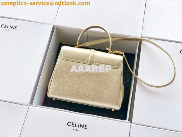 Replica Celine 16 Bag In Grained Calfskin 187373 2 Sizes Metallic Gold 6