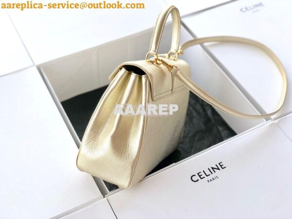 Replica Celine 16 Bag In Grained Calfskin 187373 2 Sizes Metallic Gold 7