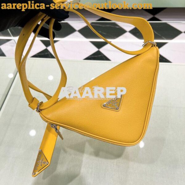 Replica Prada Triangle Saffiano Leather Belt Bag 2VL039 Yellow 2