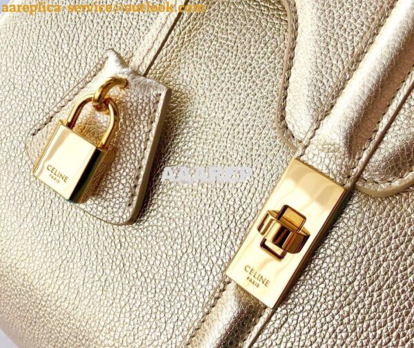 Replica Celine 16 Bag In Grained Calfskin 187373 2 Sizes Metallic Gold 10