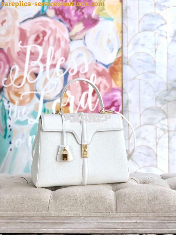 Replica Celine 16 Bag In Grained Calfskin 187373 2 Sizes White 3