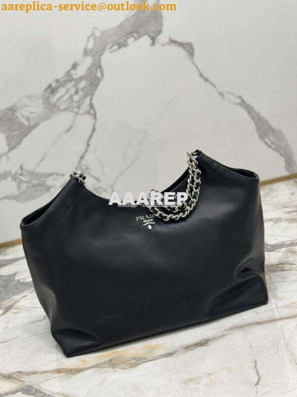 Replica Prada Vintage Calfskin Hobo Shoulder Chain Bag 1BA638 3