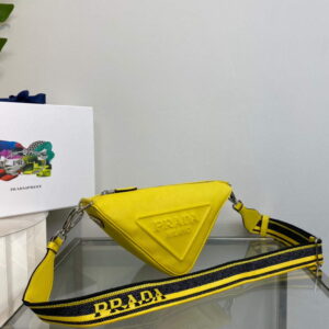 Replica Prada Saffiano Prada Triangle bag 2VH155 Yellow