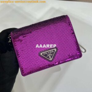 Replica Prada sequins-studded card holder with shoulder strap 1MR024 Purple 2