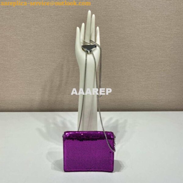 Replica Prada sequins-studded card holder with shoulder strap 1MR024 Purple 6