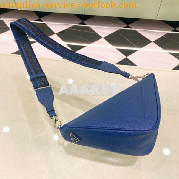 Replica Saffiano Prada Triangle bag 2VH155 Bluette 3