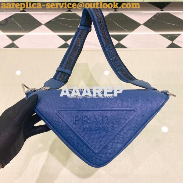 Replica Saffiano Prada Triangle bag 2VH155 Bluette 4