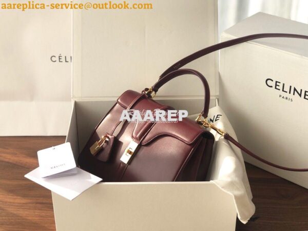 Replica Celine 16 Bag In Satinated Calfskin 187373 2 Sizes Light Burgu 13