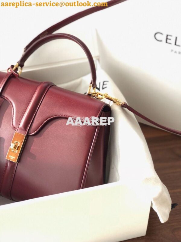 Replica Celine 16 Bag In Satinated Calfskin 187373 2 Sizes Light Burgu 14