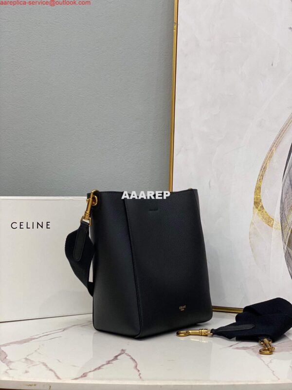 Replica Celine 178303 Sangle Small Bucket Bag in Soft Grained Calfskin Black 4