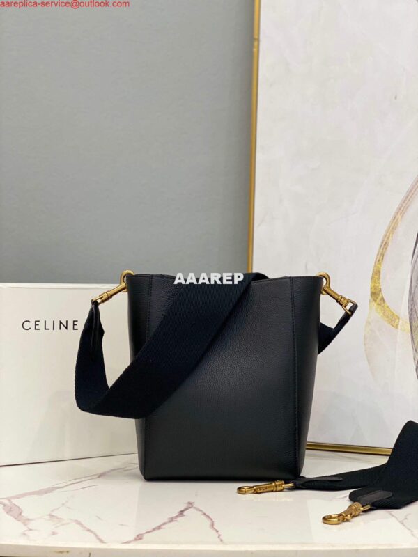 Replica Celine 178303 Sangle Small Bucket Bag in Soft Grained Calfskin Black 5