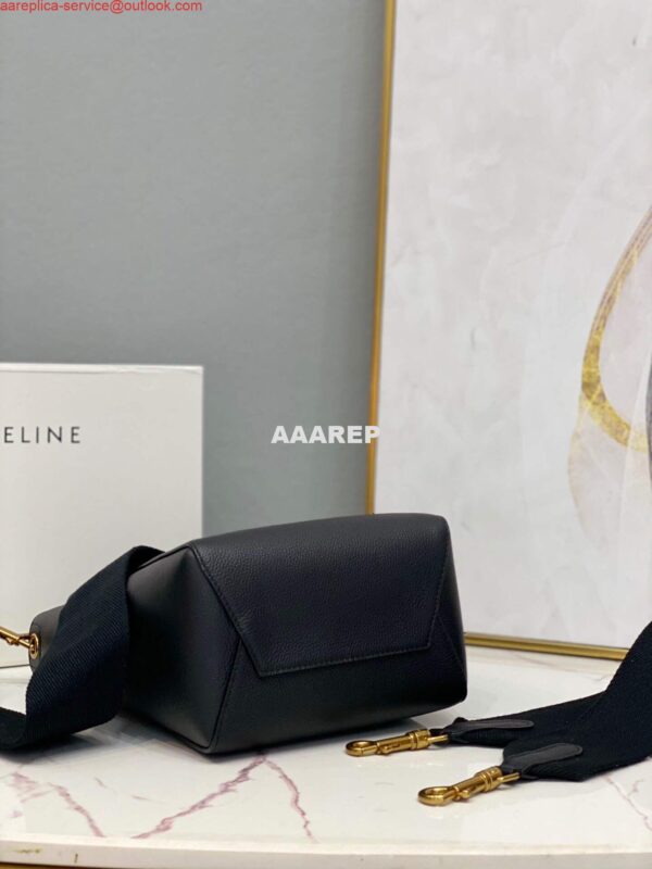 Replica Celine 178303 Sangle Small Bucket Bag in Soft Grained Calfskin Black 6