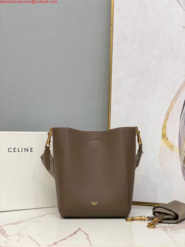 Replica Celine 178303 Sangle Small Bucket Bag in Soft Grained Calfskin Brown 3