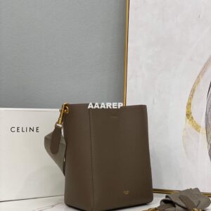 Replica Celine 178303 Sangle Small Bucket Bag in Soft Grained Calfskin Brown 2