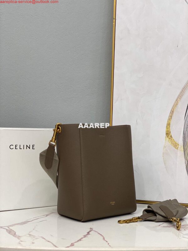 Replica Celine 178303 Sangle Small Bucket Bag in Soft Grained Calfskin Brown 4