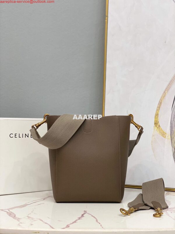 Replica Celine 178303 Sangle Small Bucket Bag in Soft Grained Calfskin Brown 5