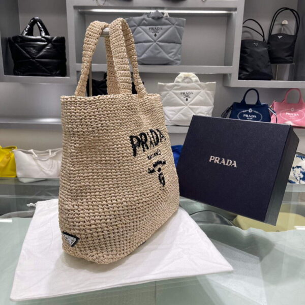 Replica Prada Small Raffia tote bag 1BG422 Apricot 3