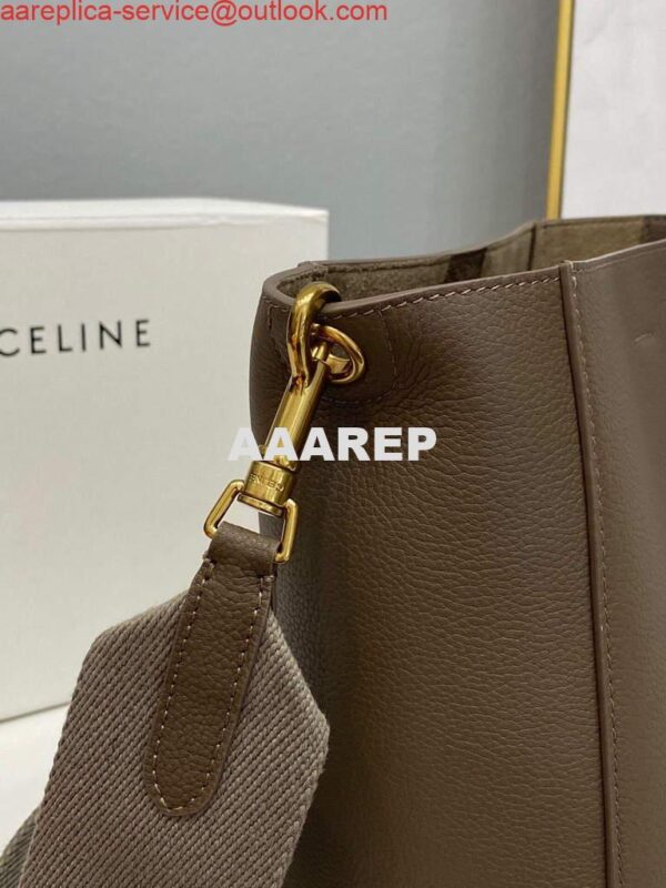 Replica Celine 178303 Sangle Small Bucket Bag in Soft Grained Calfskin Brown 8