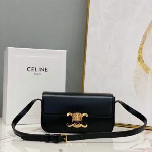 Replica Celine 194143 Triomphe Shoulder Bag in Natural Calfskin Black