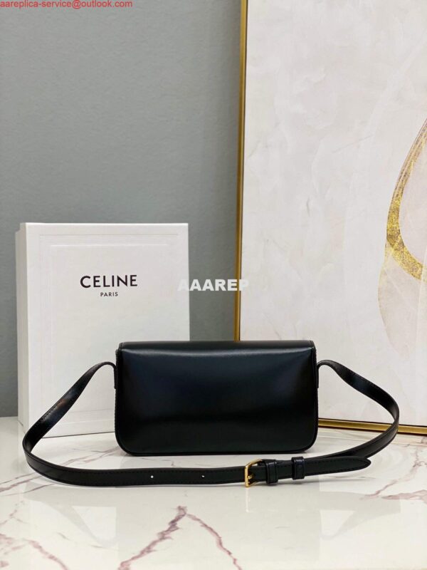 Replica Celine 194143 Triomphe Shoulder Bag in Natural Calfskin Black 3