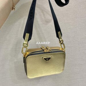 Replica Prada 2VH070 Saffiano Gold leather Prada Brique bag