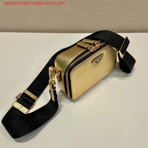 Replica Prada 2VH070 Saffiano Gold leather Prada Brique bag 4