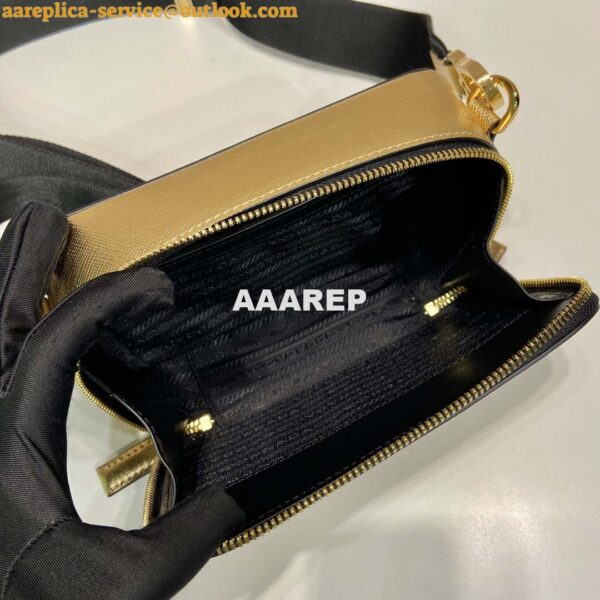 Replica Prada 2VH070 Saffiano Gold leather Prada Brique bag 9