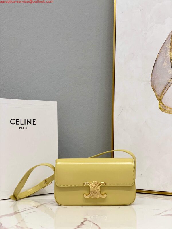 Replica Celine 194143 Triomphe Shoulder Bag in Natural Calfskin Light Yellow 3