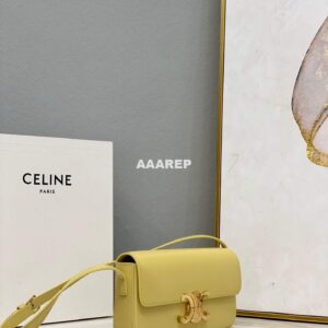 Replica Celine 194143 Triomphe Shoulder Bag in Natural Calfskin Light Yellow 2