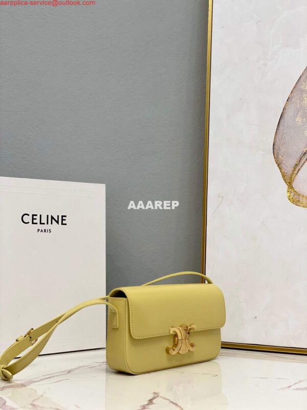 Replica Celine 194143 Triomphe Shoulder Bag in Natural Calfskin Light Yellow 4