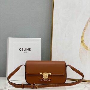 Replica Celine 194143 Triomphe Shoulder Bag in Natural Calfskin Tan