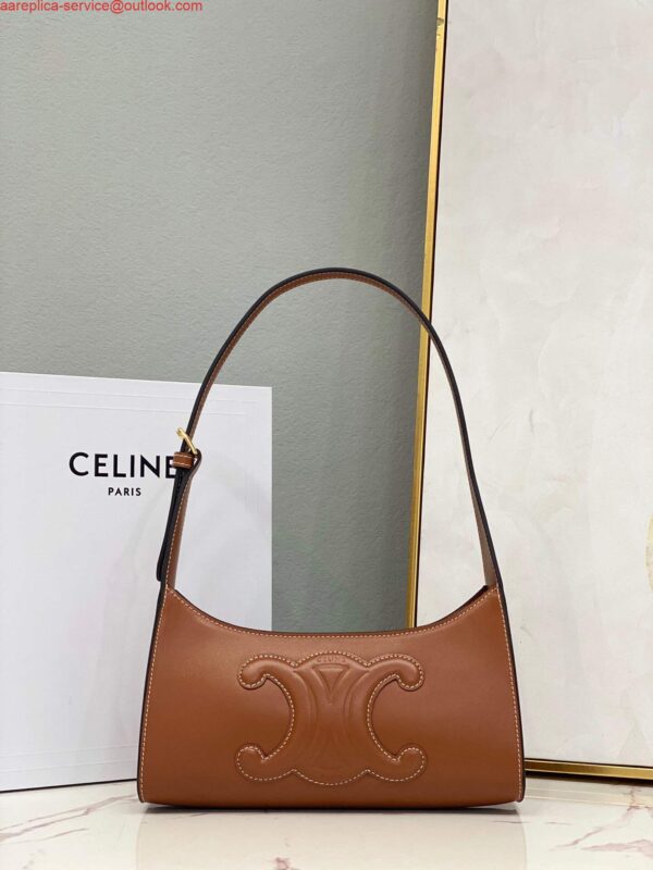 Replica Celine 198153 Shoulder Bag Cuir Triomphe in Smooth Calfskin Brown