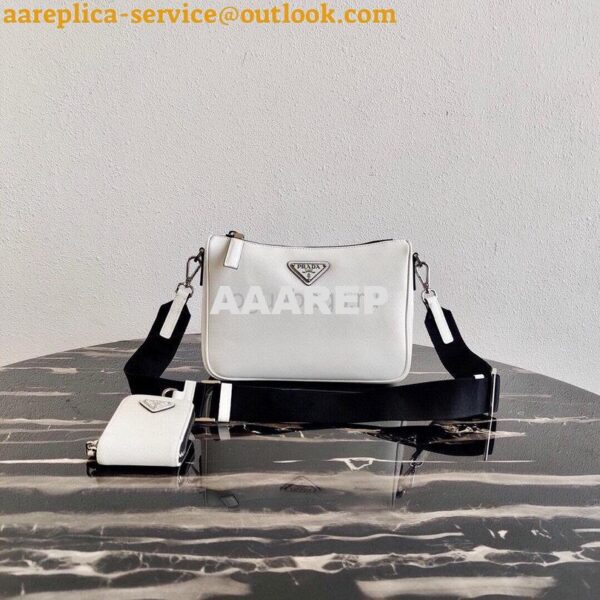 Replica Prada 2VH113 Saffiano leather shoulder Bag in White 3