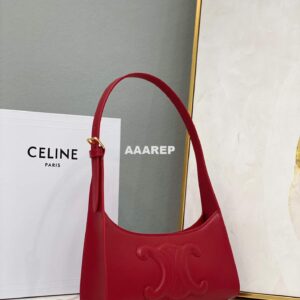 Replica Celine 198153 Shoulder Bag Cuir Triomphe in Smooth Calfskin Red 2