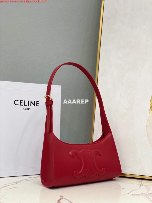 Replica Celine 198153 Shoulder Bag Cuir Triomphe in Smooth Calfskin Red 2