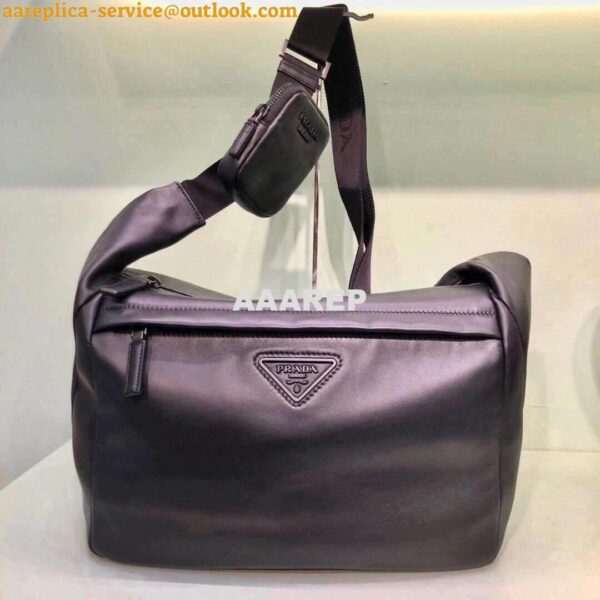 Replica Prada 2VH125 Prada Leather Shoulder Bag Black 3