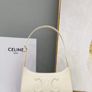 Replica Celine 198153 Shoulder Bag Cuir Triomphe in Smooth Calfskin White