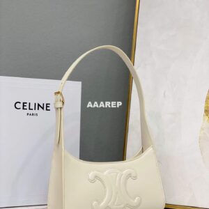 Replica Celine 198153 Shoulder Bag Cuir Triomphe in Smooth Calfskin White 2