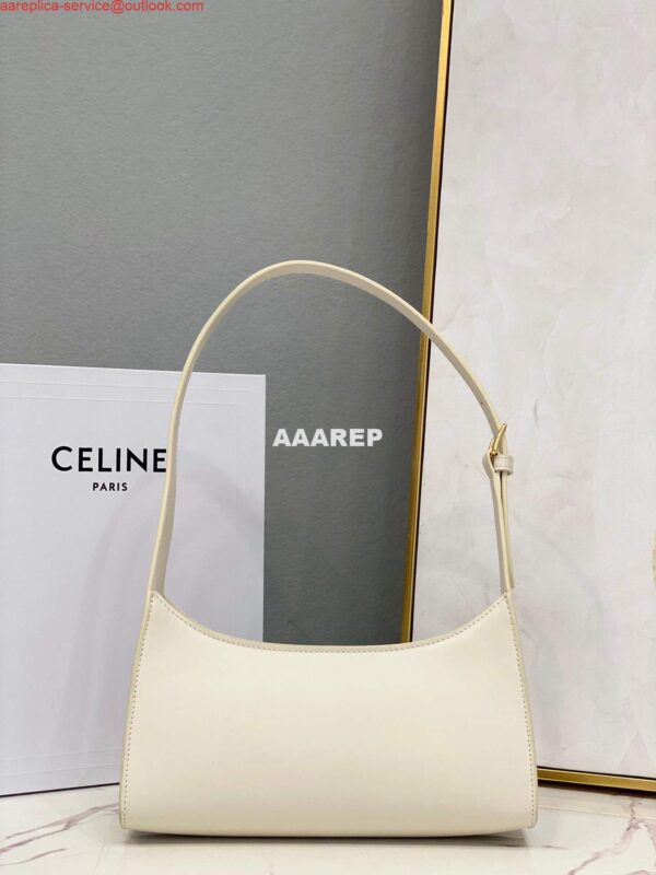 Replica Celine 198153 Shoulder Bag Cuir Triomphe in Smooth Calfskin White 3