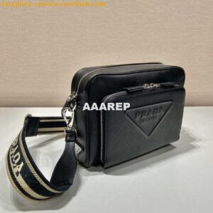 Replica Prada 2VH152 Saffiano leather shoulder bag Black