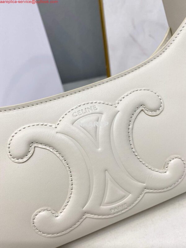 Replica Celine 198153 Shoulder Bag Cuir Triomphe in Smooth Calfskin White 5