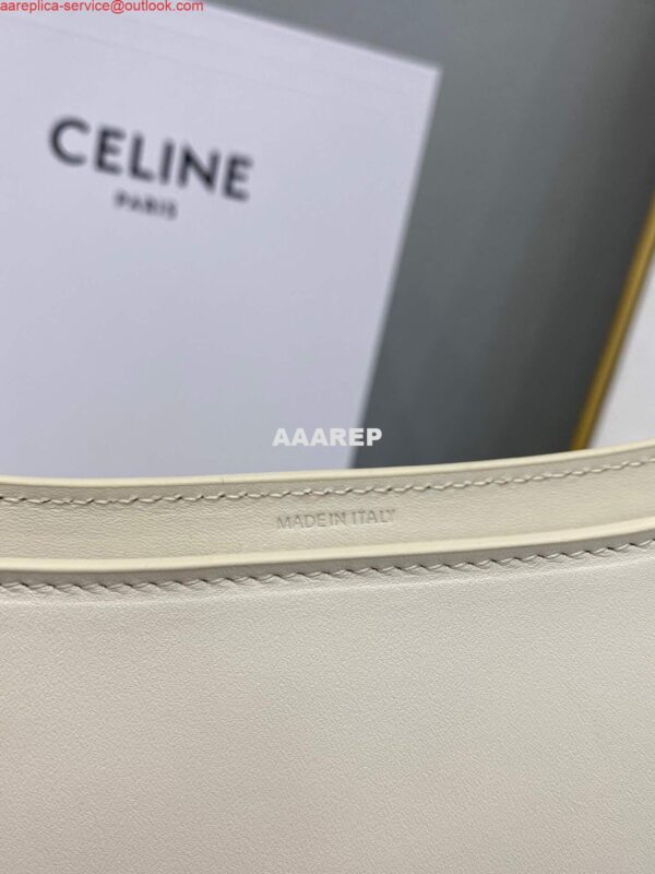 Replica Celine 198153 Shoulder Bag Cuir Triomphe in Smooth Calfskin White 8